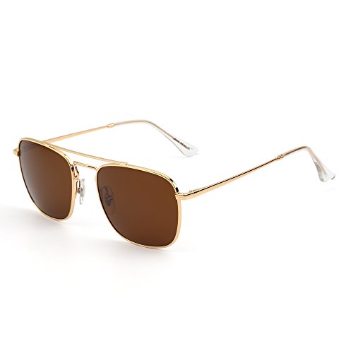 Image of JIM HALO Retro Square Aviator Sunglasses Premium Glass Lens Flat Metal Eyewear Men Women