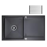 𝐏𝐫𝐚𝐤𝐭𝐢𝐬𝐜𝐡𝐞𝐬 𝐭𝐢𝐞𝐟𝐞𝐬 𝐁𝐞𝐜𝐤𝐞𝐧：Das geräumige Spülbecken bietet viel Platz, ob für sperriges Geschirr oder große Töpfe，Es kann das Wasserspritzen während des täglichen Gebrauchs reduzieren.