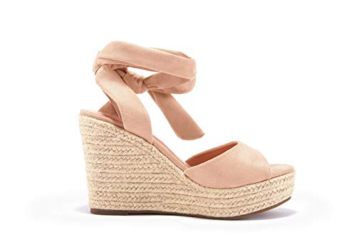 Image of Womens Platform Espadrille Wedges Open Toe High Heel Sandals with Ankle Strap Buckle Up Shoes