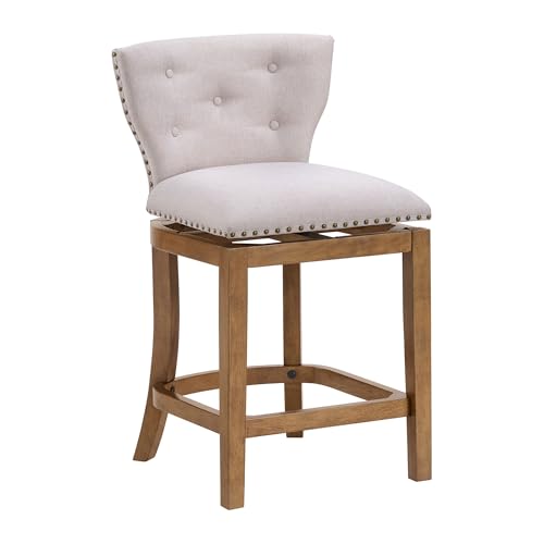 Image of ROME + OAK Carlynd 26 inch Counter Stool, Low Back Swivel, Weathered Oak