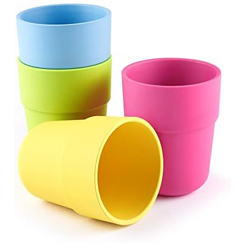 GET FRESH PLA Kids Cups Set - 4-Pack Melamine-Free Dinner Cups for Kids and Toddlers - Microwave Safe Stackable BPA-Free PLA Childrens Dinnerware Cups - Reusable Kids Tumblers for Daily Use Cover