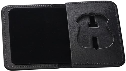 Perfect Fit Shield Wallets Detroit Police badge and ID Case Hidden Badge Bi-Fold Wallet (Cutout PF-187) Black Leather