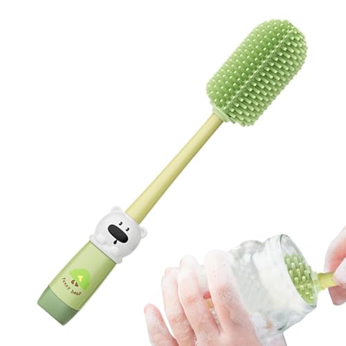 Juego de cepillos para biberones y pezones, Juego de cepillos de biberón para niños - Cepillo de limpieza de pezones de dibujos animados 4 en 1 - Cepillo de lavado de biberones desmontable, calienta
