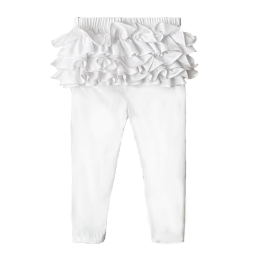 Image of HOOLCHEAN Baby Toddler and Little Girls Ruffles Buttocks Leggings Solid Color Pants