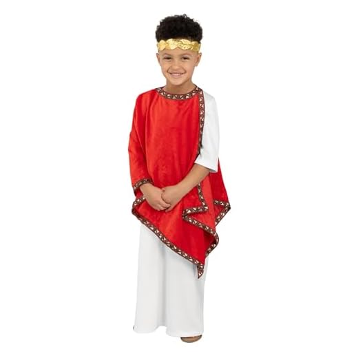 Boys Roman Emperor Costume Kids Fun Historical Caesar Robe Halloween Book Character Costumes for Kids - Small