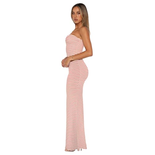 Image of Goafuliy 2 Piece Skirt Sets for Women Summer, Floral Sleeveless Tube Top Bodycon Maxi Skirts Y2k Vacation Going Out Outfits