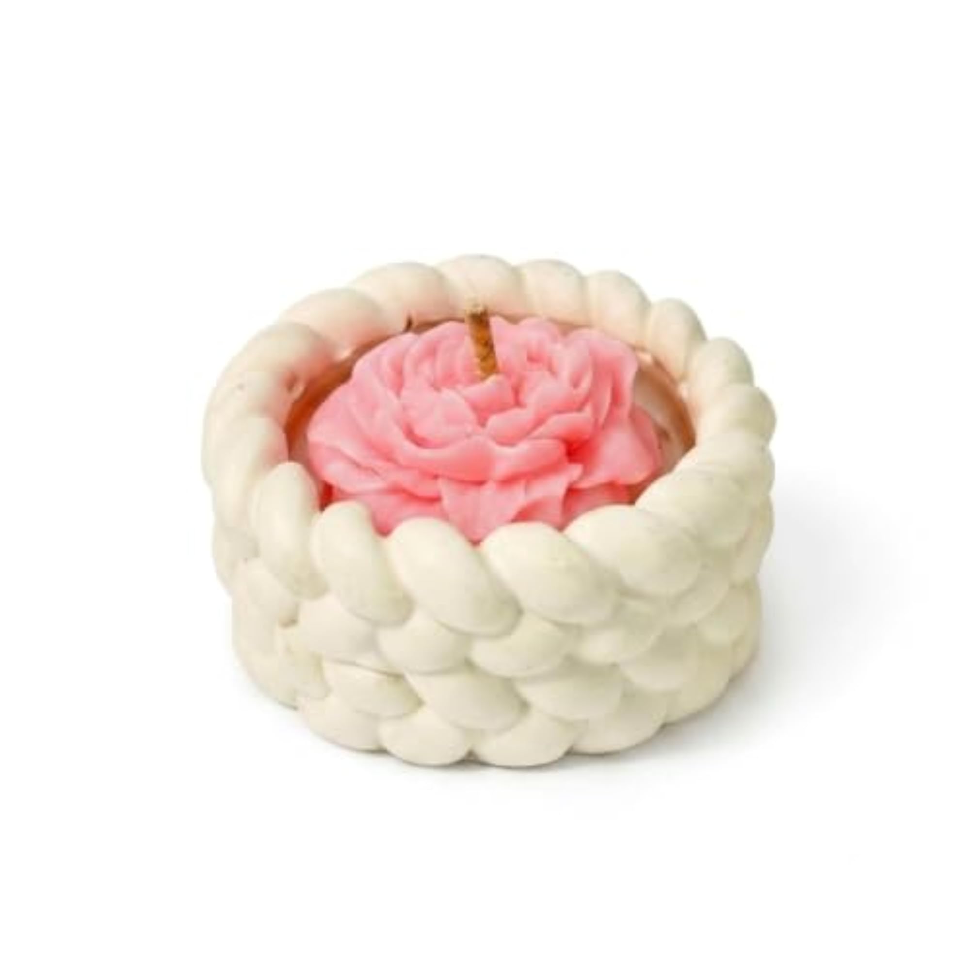 Ceramic Glow Candle in Pink Colour, Decorative Wax Candle