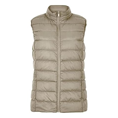 💗SIZES 8-26💗 Soft Lightweight Body Vest Warmers, Gilet With Quilting And Zipped Pockets ( S STONE) Cover