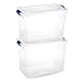 Homz Plastic Storage, Modular Stackable Storage Bins with Blue Latching Handles,112 Quart, Clear, Stackable, 2-Pack