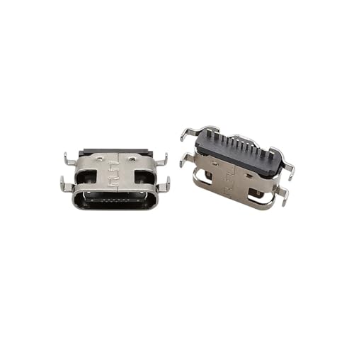 Conector de Soldadura USB Tipo C, Puerto de Carga 2P 6P 16P 24 Pin USB C Hembra for reparación PCB de teléfono móvil, 10 Uds.(Orange)
