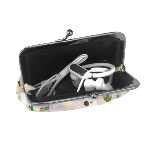 Pu Leather Buckle Coin Purse Llama-Cactus Girls Kiss-Lock Change Purse Wallets4