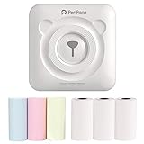 Migaven Mini Impresora Térmica, Impresora Fotográfica Portátil Bluetooth Etiqueta Nota Recibo Papel Impresora Con 6 Papel De Impresión, Mini Inalámbrico Pos Imagen Térmica Impresora Blanco