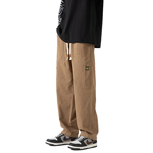 Prijouhe Mens Baggy Cargo Pants Lightweight Elastic Waist Drawstring Hiking Casual Pants With Multi Pockets #TOP4