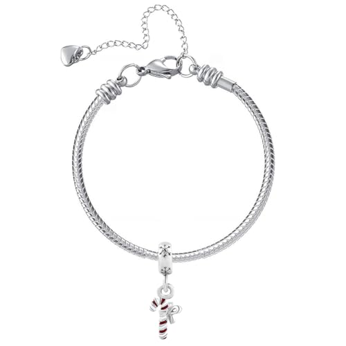 Image of Christmas Holiday Season Charms for Pandora Bracelets New Snowflake Santa Claus Home Moose Gift Tree Candy Cane Snow Globe