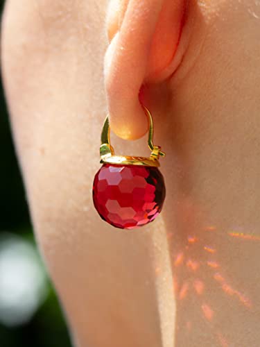Image of Crystal Earrings for Women, Sparkly Austrian Crystal Disco Ball Earrings, 18K Gold Plated Post Drop Earrings with Colorful Spheres, Hypoallergenic & Lightweight, Ideal Gift for Her
