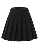 Shestellar Women Pleated Mini Skirt High Waisted A-Line Short Skirt with Stretchy Elastic Waist for Casual Everyday Wear - Black XL