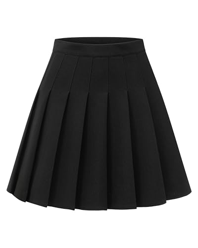 Shestellar Women Pleated Mini Skirt High Waisted A-Line Short Skirt