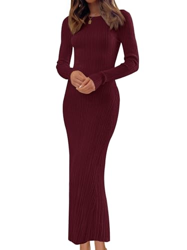 MEROKEETY Women's 2026 Long Sleeve Bodycon Sweater Dress Fall Winter