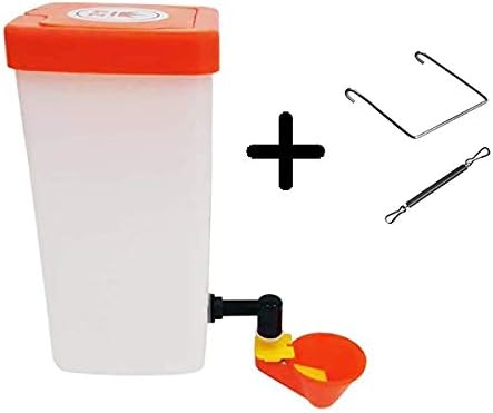Dispenser Chicken Waterer Chick Supplies Automatic Refill elevated Gravity Drinker no Mess Hanging Mount Drinker Feeder- Bird Bucket Drinking Cup- Poultry Brooder Duck Hen Quail Water Box-Coop.(32 Oz)