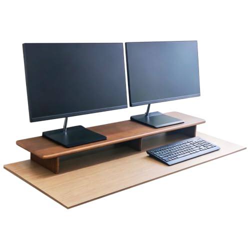 ANQILEE Walnut Dual Monitor Riser on Amazon
