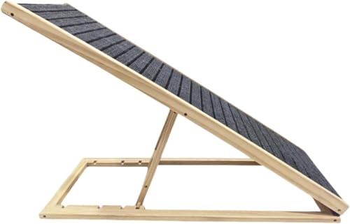 Citybabyペットスロープ 木製 ペットスロープ スライド式 折り畳み ペットの階段 調節可能 折りたたみ 組立簡単 4段高さ調節可能 足腰の負担を軽減 無垢材 滑り止め 高齢ペット関節痛を持つ に最適 小型 中型 大型犬 高齢犬 (ラージサイズ(肘掛