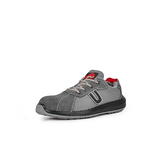 U-Power Rock&Roll Coal, Scarpe Antinfortunistiche Basse Metal Free, Tomaia In Pelle, Puntale Airtoe Composite, Antiperforazione, Antiscivolo, Suola Pu/Pu (39)