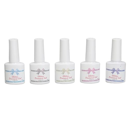 Nail Polish Glue Set 5 Colors Glitter Sparkling Sequins Nail