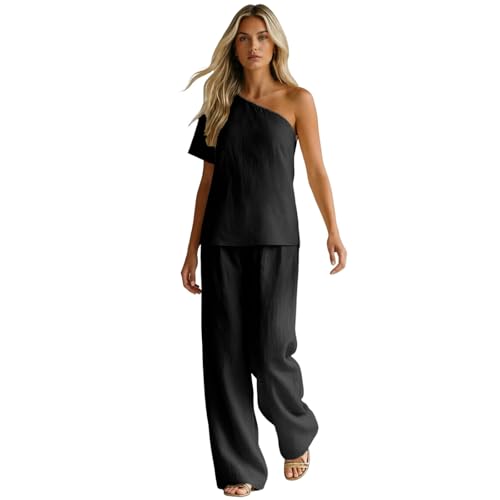 Débardeur côtelé et pantalon large en lin : la solution anti-chaleur fluide et élégante pour femme