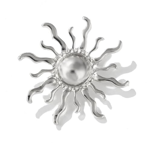 Image of Gold-Tone Sun Brooch Pin Vintage Round Sun flower Broach for Shirt Decorations Wedding Bouquets Jewelry
