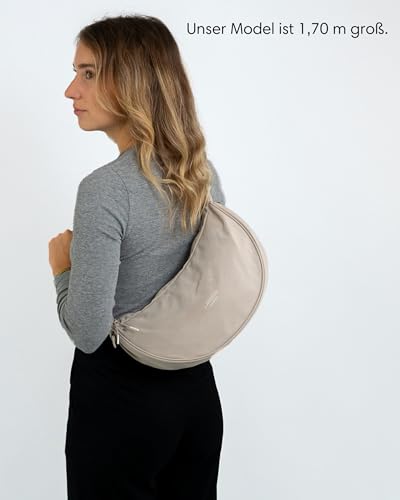 LARKSON-Crossbody-Bag-Damen-Herren-Beige-Solveig-Medium-Umhaengetasche-im-Halbmond-Style-Halbrunde-Schultertasche-Moon-Bag-Design-Wasserabweisend - Sparfuchs24.io - Preisvergleich & Top Angebote Online