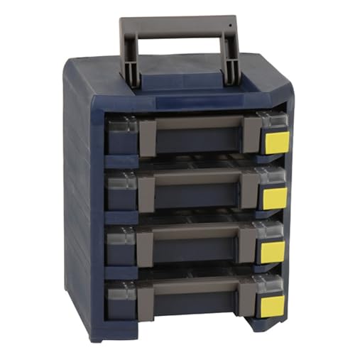 raaco HandyBoxxser 4x4: Robuste Sortimentskasten für Werkstatt, Kistenberg mit 4 Sortierkasten für Kleinteile, Traglast 15 kg, Sichere Aufbewahrungstransport, Kleinteilemagazin 24.7 x 29 x 34.2 cm
