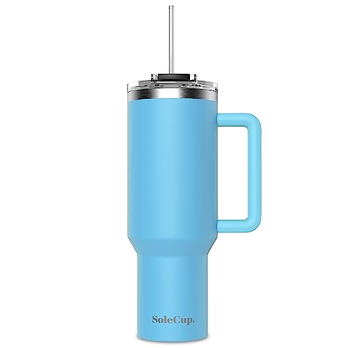 SoleCup. 40oz Travel Mug with Handle, Lid and Two Straws, Drinks Stay Hot for 8 Hours, Cold for 24 Hours