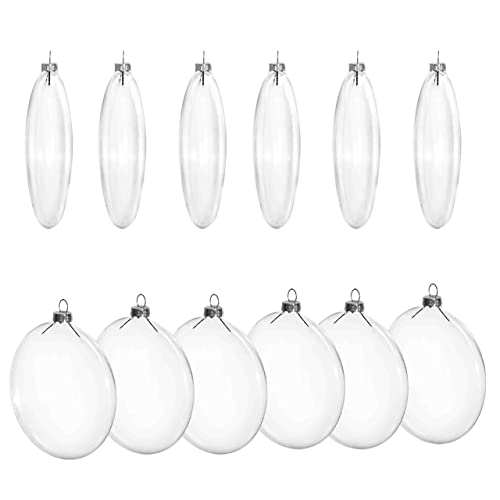 12Pcs Clear Glass Flat Ball Ornaments Discs 3.15 Inch for Crafts DIY, Large 80mm Fillable Ornaments Removable Top, Clear Ball Ornaments for Christmas Tree Decoration by 4E’s Novelty