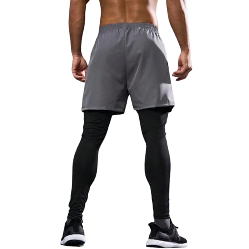 Image of PROSHARX 2 in 1 Active Dual Pants | Men's 2 in 1 Running Pants, Gym Workout Compression Pants for Men Training Athletic Pants