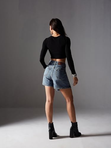 Image of Miss Chase Women's Straight High Rise Mini Denim Skirt
