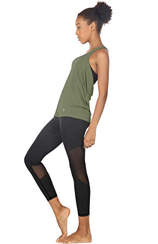 Icyzone Yoga Tops Workouts Clothes Activewear Built In Bra Tank Tops For Women (M, Olive) #TOP2
