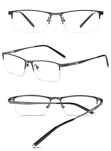 KOOSUFA Photochromic Reading Glasses Sun Readers Eyeglasses Semi Rimless Lightweight UV Protection Sunglasses Eyewear for Men Women 2 in 1 Lenses Darken In Sunlight Grey 2.0 - Image 3
