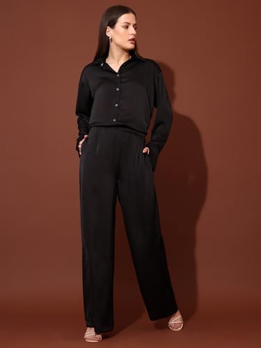 Image of PURVAJA Women's Full Sleeve Shirt & Trouser Solid Co-ords