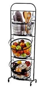 Market basket with 3 levels (black, removable baskets, ideal for placing fruit or household accessories).