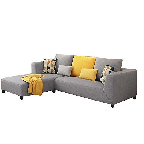 Image of Galib LHS 4 Seater L Shape Sofa Set for Living Room (Grey Fabric)