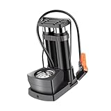 RCGOFOLLOW Bomba de pie para Piso de Bicicleta Manómetro preciso Cilindro Doble para Necesidades inflado rápido Inflador Pedal presión Equipado con manómetro Aire preciso