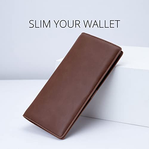 Image of Alldaily Ultra Slim Thin Women Wallet RFID Blocking Credit Card Holder Bifold Long Ladies Billfold (Coffee)