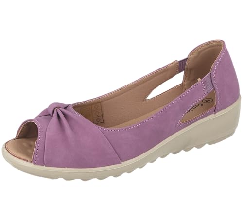 Image of Cushion Walk Women's Standard Fit Or EEE Wide Fit Slip-On Summer Shoes Sandals (Pink, UK Footwear Size System, Adult, Women, Numeric, X-Wide, 6)