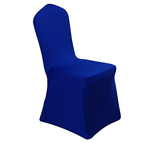 Half Flower Bridal Chair Covers for Party Royal Blue Spandex Chair Covers Set of 12 Pcs Wedding Chair Decorations Stretchable Banquet Chair Slipcover