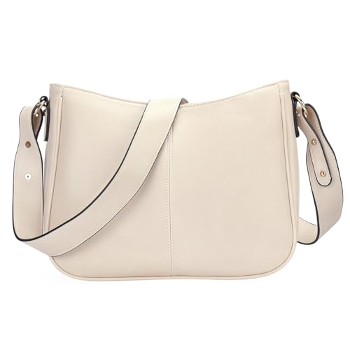 GOIACII Shoulder Purse Soft Leather Crossbody Bags for Women Hobo Handbags Beige