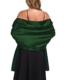TONGFANTFL Shawls and Wraps for Evening Dresses Satin Women Long Scarf Wedding Guest Shawl Dark Green