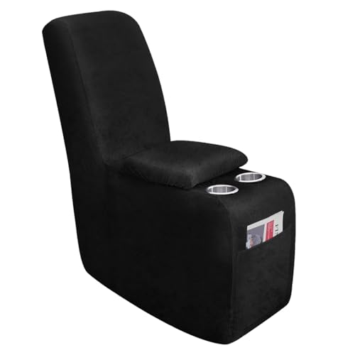 Image of molasofa Leather Like Additional Recliner Console Cover for Reclining Loveseat Covers Stretch Jacquard Middle Console Cover for Recliner Couch and Sofa Dark Black