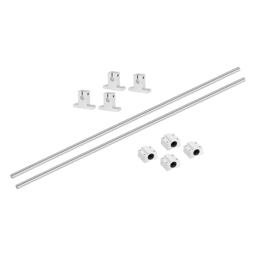 uxcell 2 Pcs 8mm x 750mm Linear Motion Rail Shaft Slide Guide with 4 Pcs SCS8UU Bearings and 4 Pcs SK8 Rail Support Linear Motion Rod Shaft Guide Set for CNC Machine 3D Printer, Silver
