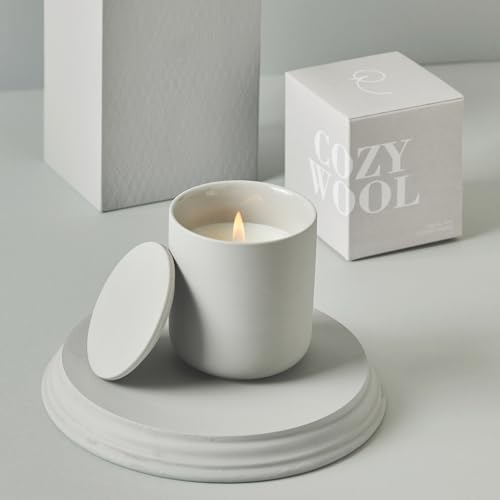 Bougie parfumée Cozy Wool ambre blanc anti-odeurs avec couvercle hermétique