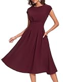 Wedtrend Women's 1940s Dresses Vintage Style Wedding Guest Dresses 1950s Outfits Cocktail Swing Dress Audrey Hepburn Retro Work Dress RWTP30012BurgundyXL